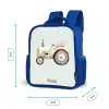 Beige vintage tractor in pastel groene kleuren Kinderrugzak - Blauw middel -productfoto_formaten