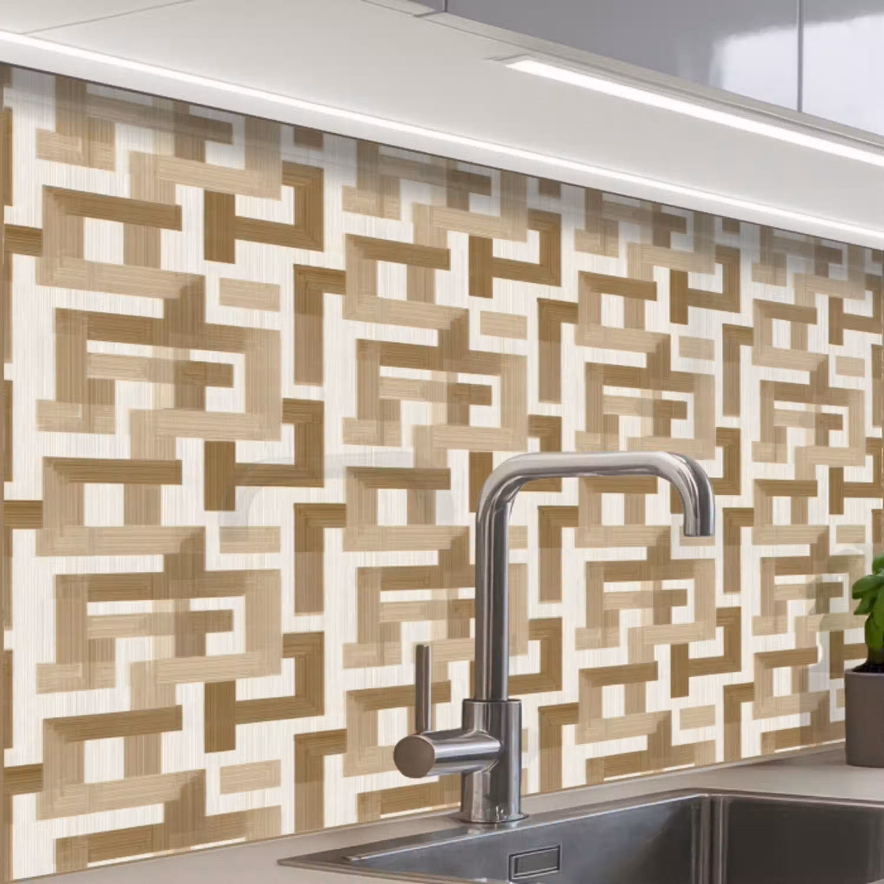 Geometrisch - Retro - Bruin keuken achterwand 2 middel 865 -zzzz3d_schuin