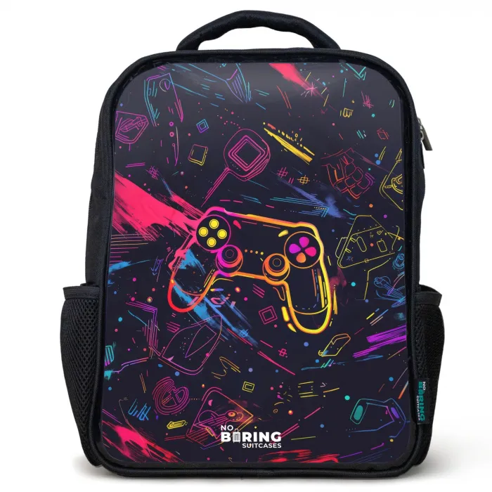 Gamerwereld in neonstijl Rugzak - Zwart middel -3d
