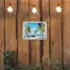 Doorkijk - Strand - Palmboom - Boot - Tropisch - Zee - Blauw tuinposter los doek klein -sfeer1