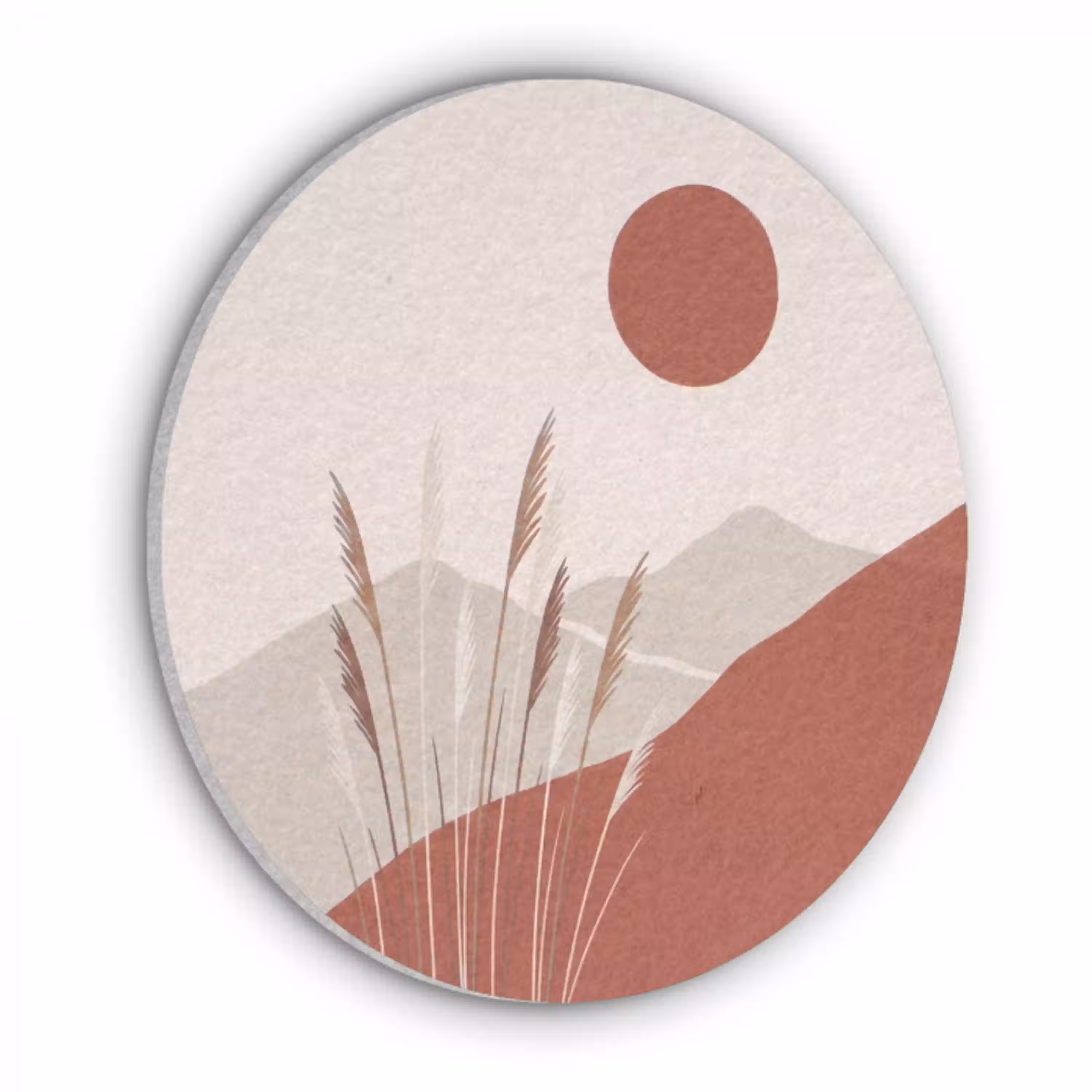 Gras - Landschap - Natuur - Abstract - Beige Akoestische PET Vilt - Rond klein -3d