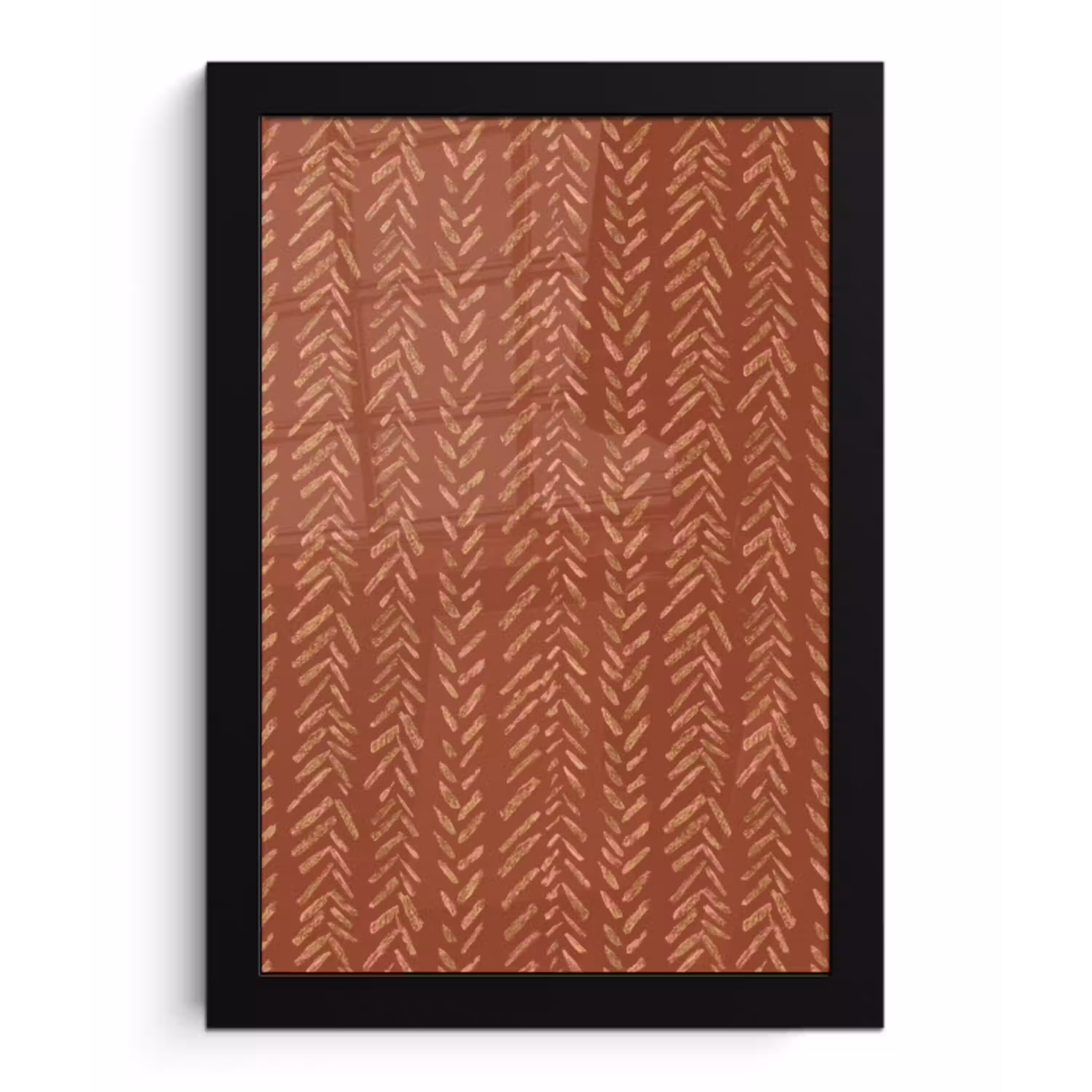 Terracotta - Visgraat - Ambachtelijk - Patroon fotolijst zwart zonder passe partout klein 224 -3d