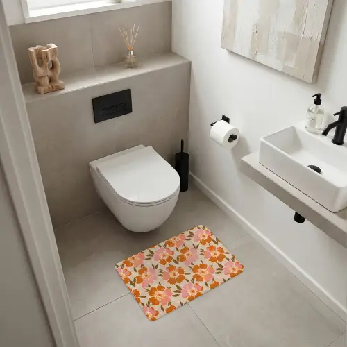 Bloemen - Motief - Retro WCmat klein 1009 -sfeer1