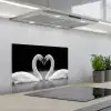 Zwanen - Hart - Zwart - Wit keuken achterwand spatscherm klein -3d_schuin