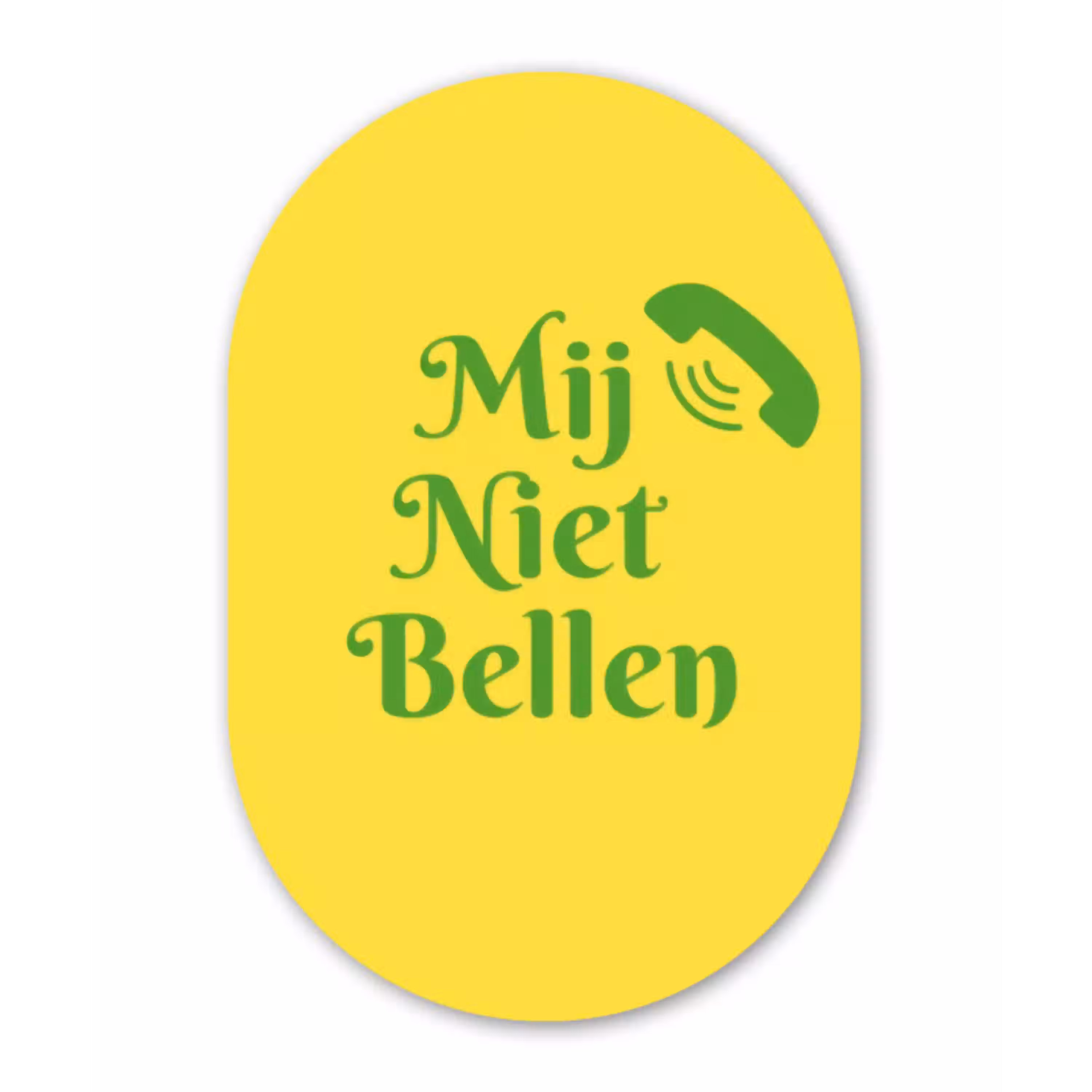 Mij niet bellen - Telefoon - Geel Wandcirkel Ovaal Glas middel -3d