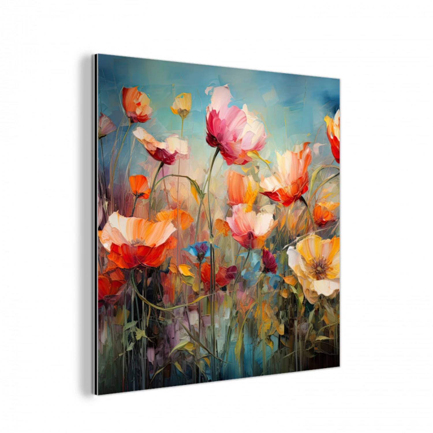 Bloemen - Watercolor - Kunst - Botanisch - Natuur aluminium wit klein -3d