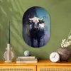 Stier - Zwart - Abstract - Horens Wandcirkel Ovaal Forex klein -sfeer2