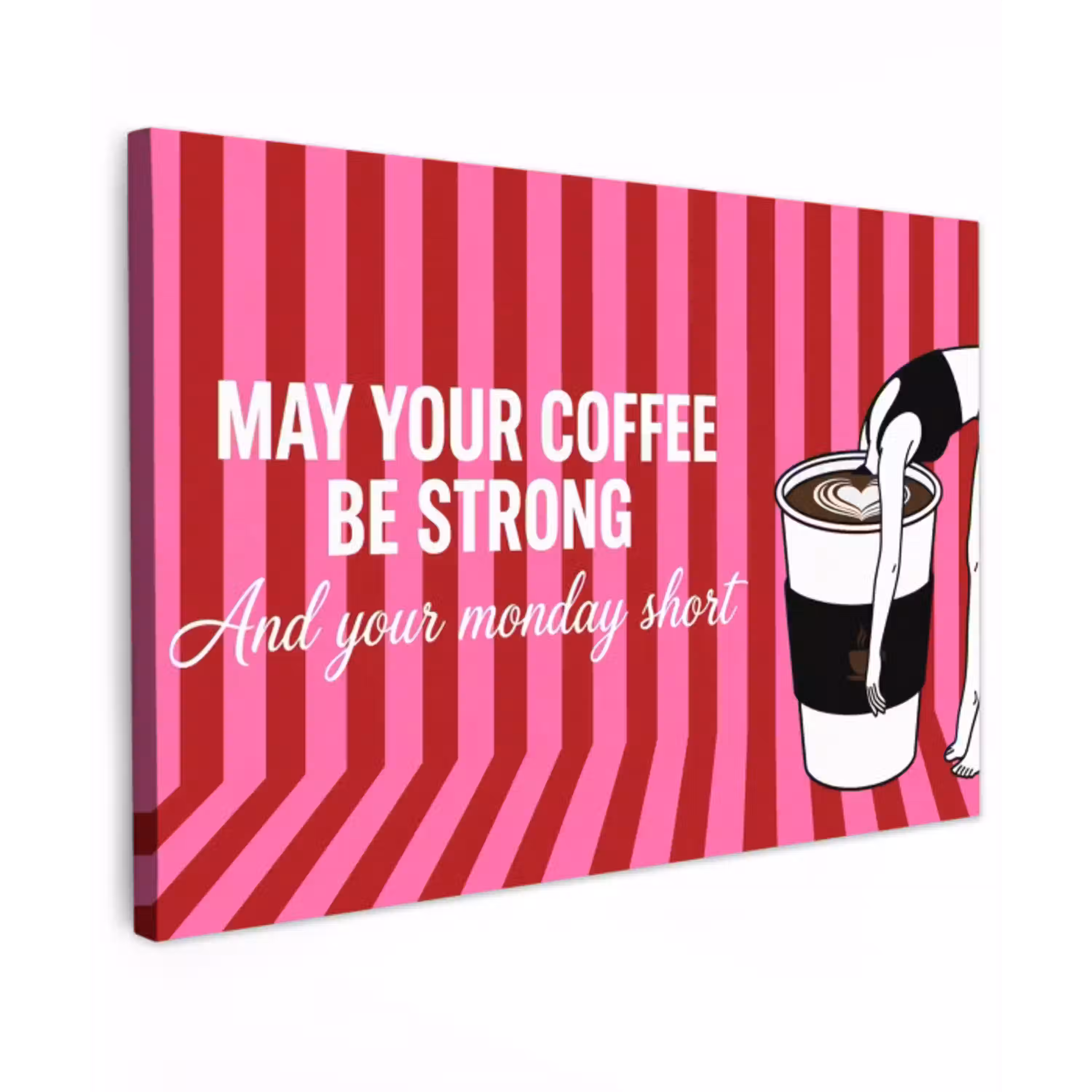 Roze - Strepen - Koffie - Maandag canvas 2cm klein -z3d