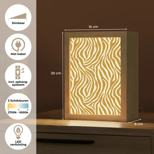 Zebra - Klassiek - Oker - Geel Light Box met kabel (Tafellamp) klein 925 -USP_NL
