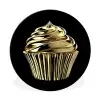 Cupcake - Eten - Goud - Zwart Wandcirkel aluminium klein -3d