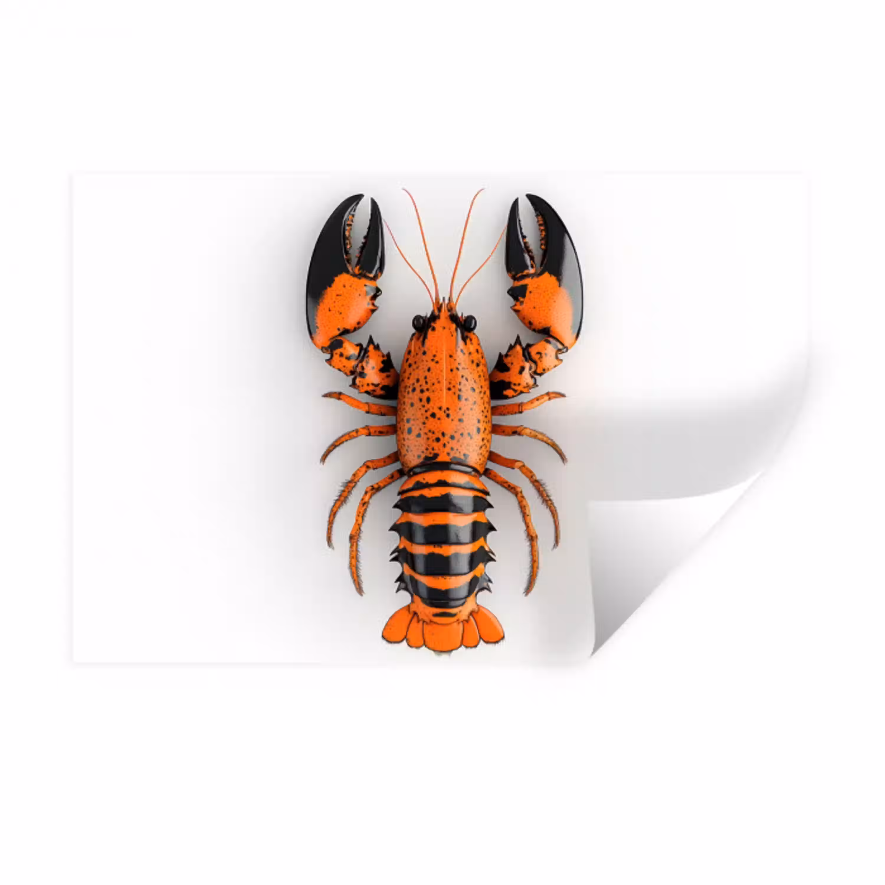 Kreeft - Zwart - Oranje - Wit - Uniek Muursticker klein -3d