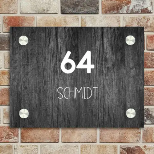 Donker hout - Modern Naambord Rechthoek middel -sfeer3