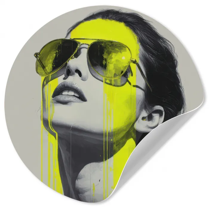 Vrouw - Bril - Verf Wandcirkel behangsticker klein -3d