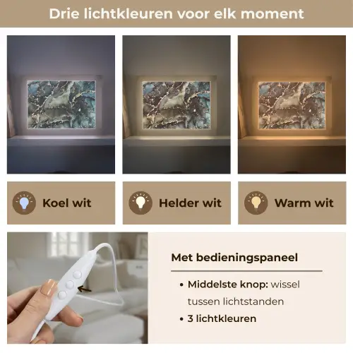 Marmer - Goud - Groen Light Box met kabel (Tafellamp) klein -USP_lichtkleurNL