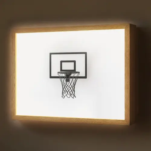 Basketbalbord - Minimalistisch - Zwart Light Box met batterij (Wandlamp) middel -z3d_website