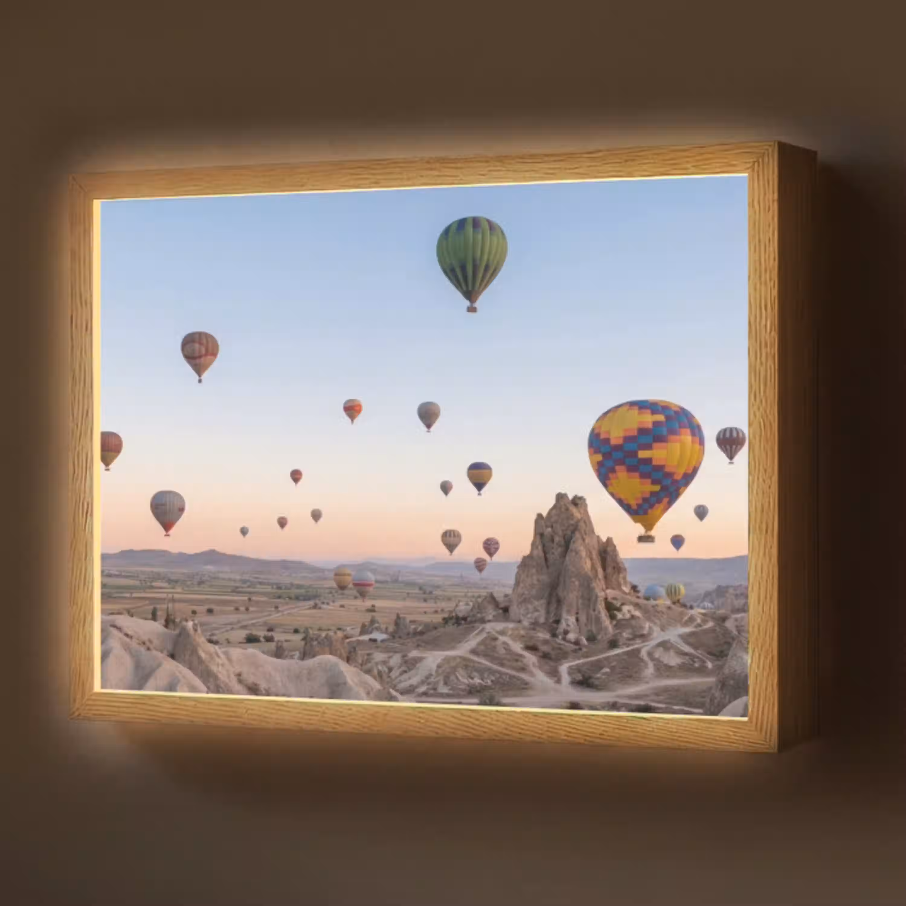 Luchtballonnen - Rotsen - Zonsopgang Light Box met batterij (Wandlamp) middel -z3d_website