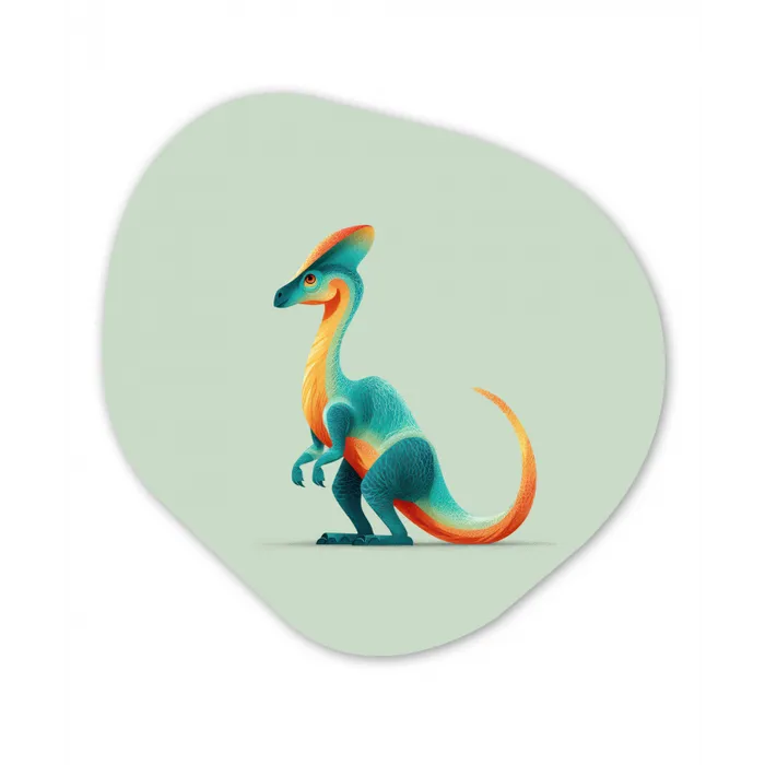 Staart - Dino - Minimalistisch - Blauw Wandcirkel Organisch Forex 3mm klein -3d