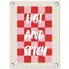 Hot - Spicy - Geruit - Rood tuinposter los doek klein -3d