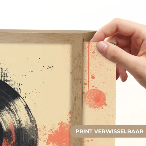 Vinylplaat - Zwart - Verfspatten - Retro Light Box met batterij (Wandlamp) middel -USP_websiteprintNL