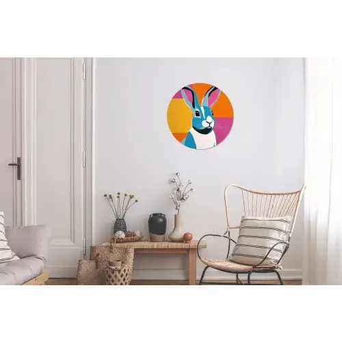 Haas - Kleurvakken - Oren - Roze Wandcirkel aluminium klein -woonkamer