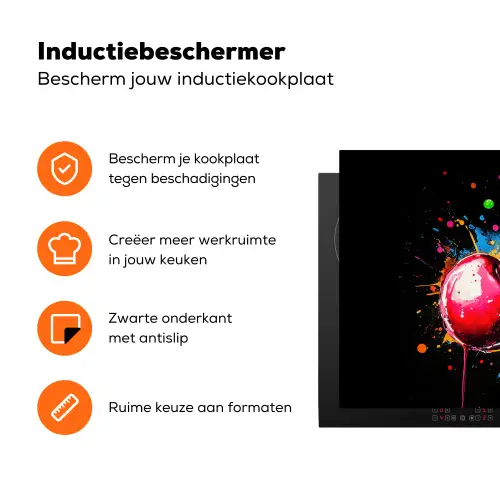 Kersen - Fruit - Graffiti - Verf - Abstract - Modern - Kleurrijk Inductie beschermer vinyl 3mm klein -zzzzzzz-td-ups