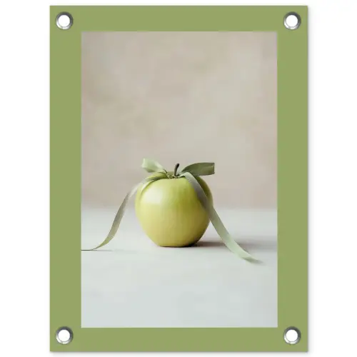 Groen - Appel - Strikje tuinposter los doek klein -3d