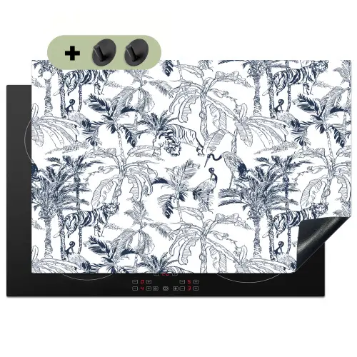 Tijger - Jungle - Blauw Inductie beschemer met haakjes klein 777 -3d
