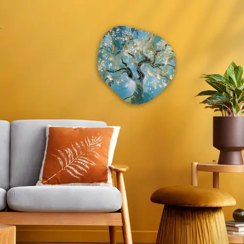 Amandelbloesem boom - Blauw - Abstract Wandcirkel Organisch Forex 3mm klein -sfeer4