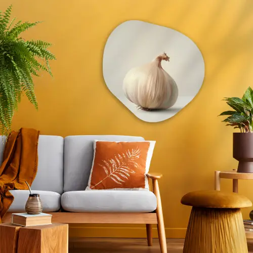 Knoflook - Natuurlijk - Beige Wandcirkel Organisch Aluminium middel -sfeer4