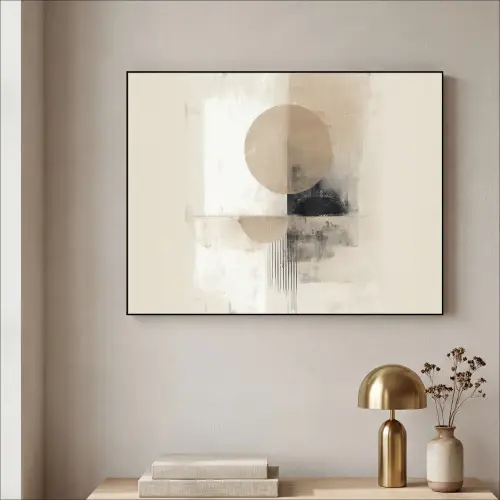 Cirkel - Compositie - Diepte - Beige Textielframe - compleet frame klein -sfeer2