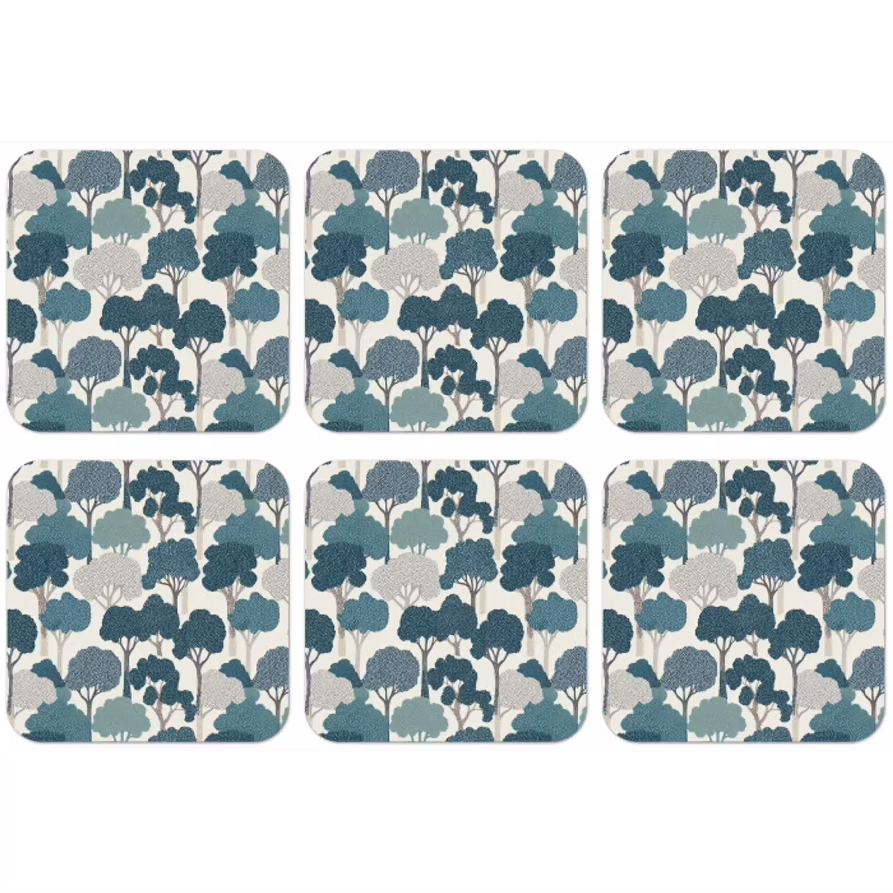 Modern - Bomen - Bos - Patroon - Blauw onderzetter kurk middel 366 -zkaufland3dotto