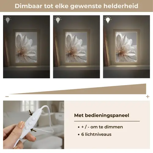 Bloem - Wit - Neutraal Light Box met kabel (Tafellamp) klein -USP_dimbaarNL