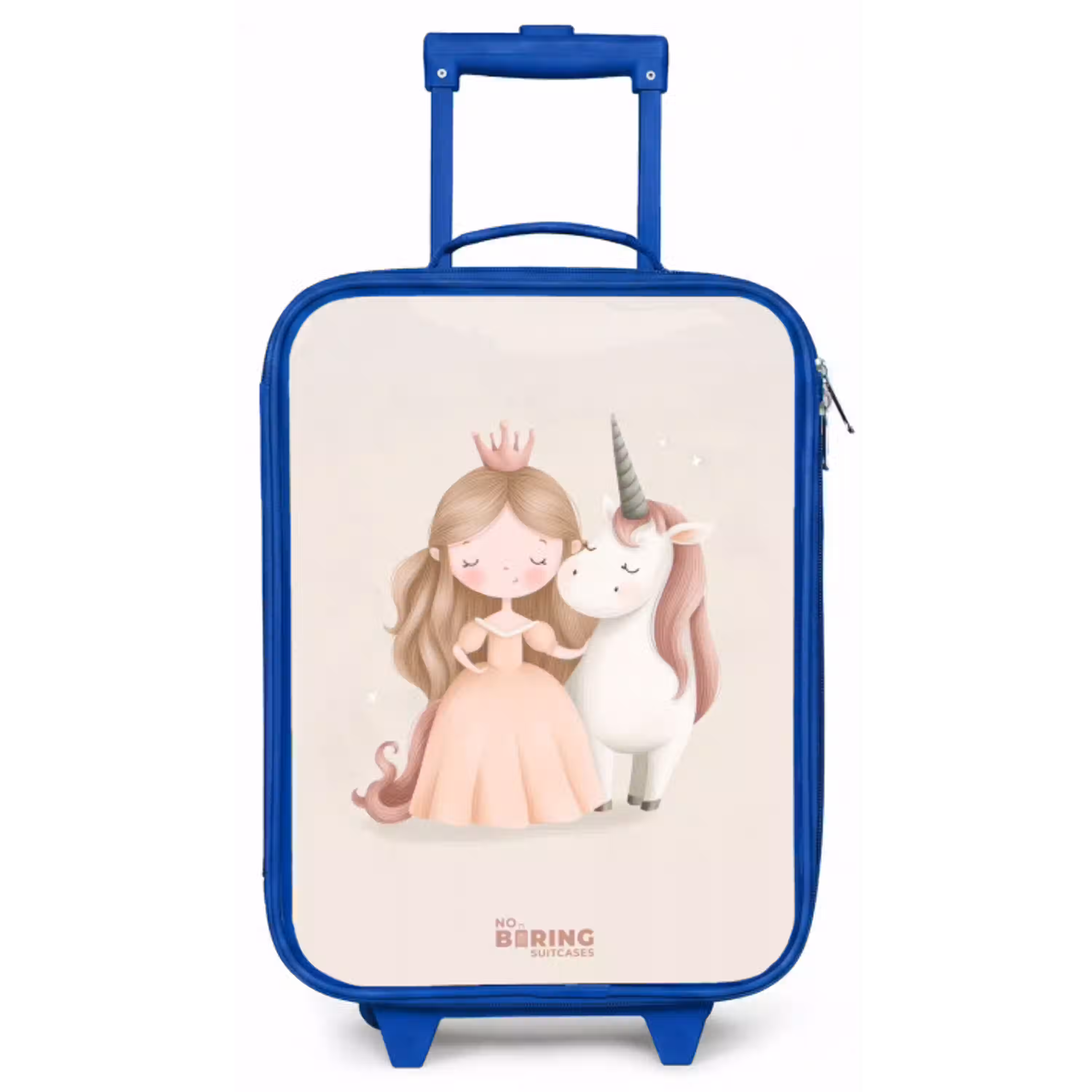 Prinses en een eenhoorn in pastel kleuren Kinderkoffer - Blauw klein -zz3dotto