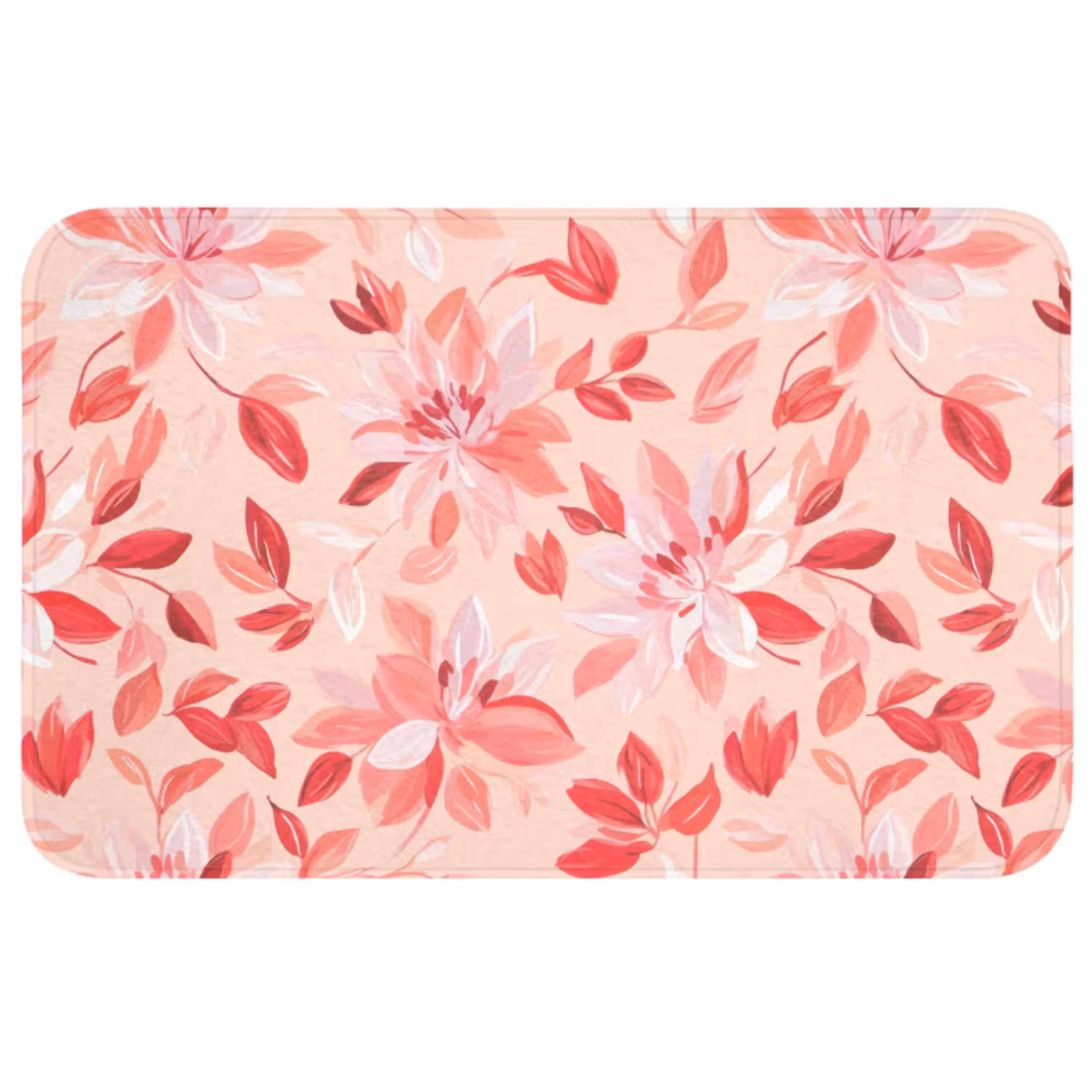 Botanisch - Bloemen - Rood Badmat middel 997 -3d