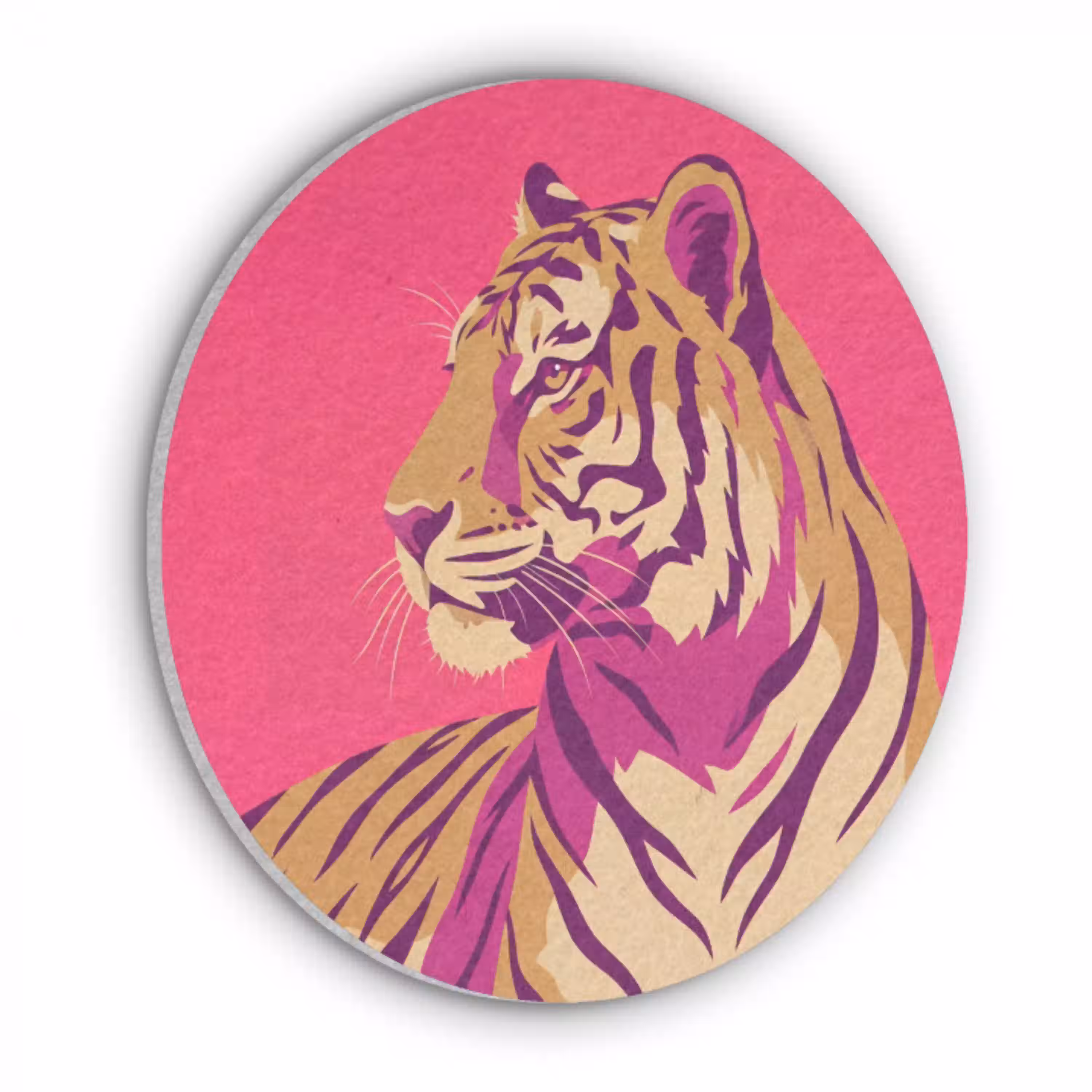 Tijger - Modern - Neon Akoestische PET Vilt - Rond klein -3d