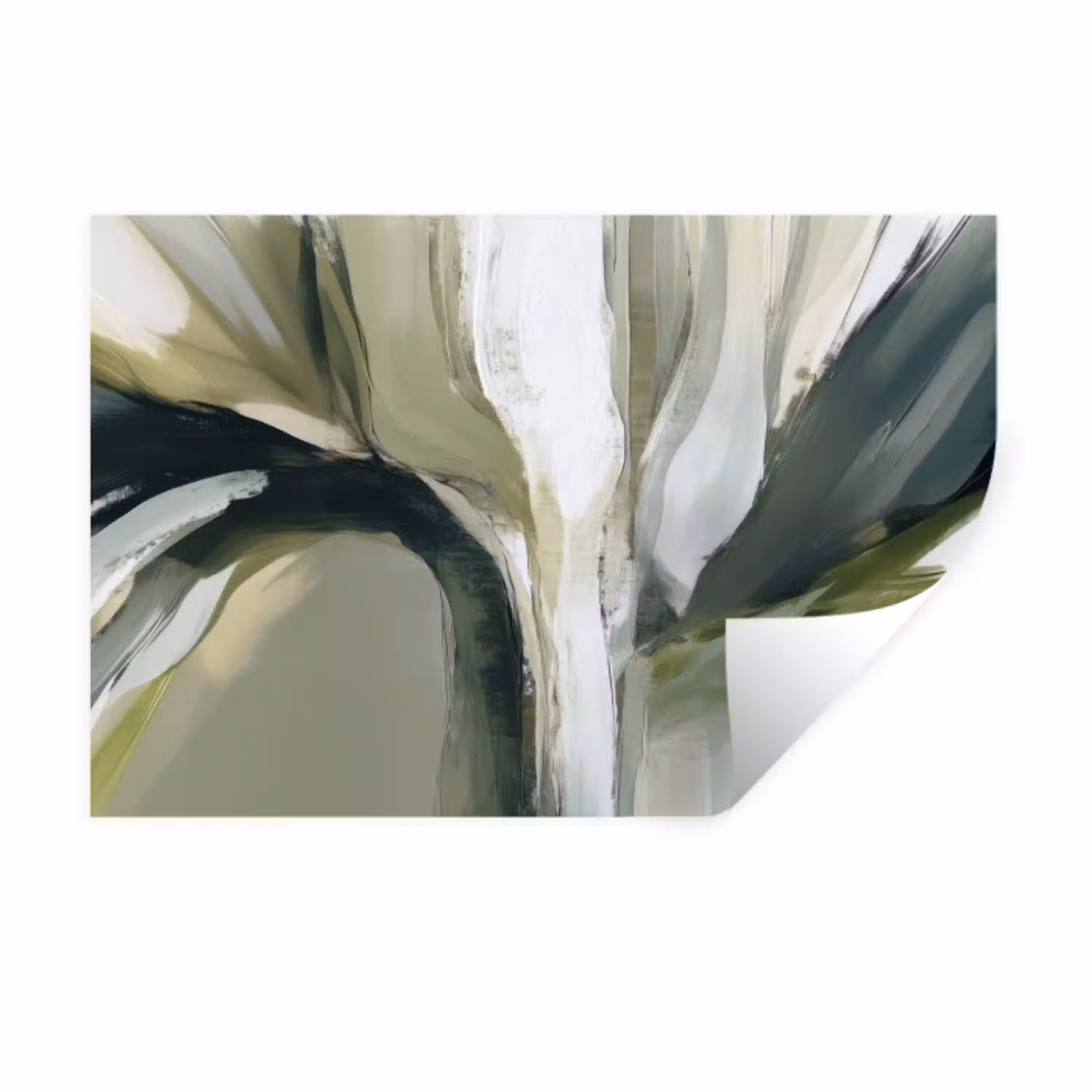 Natuur - Abstract - Groen - Penseelstreken Muursticker klein -3d