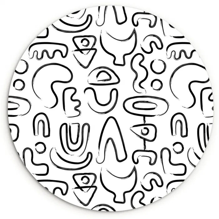 Vormen - Abstract - Zwart - Wit Wandcirkel plexiglas klein 852 -3d
