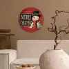 Klassiek - Kerstgroet - Sneeuwpop - Rood Wandcirkel kunststof plaat 5mm dik klein -sfeer1