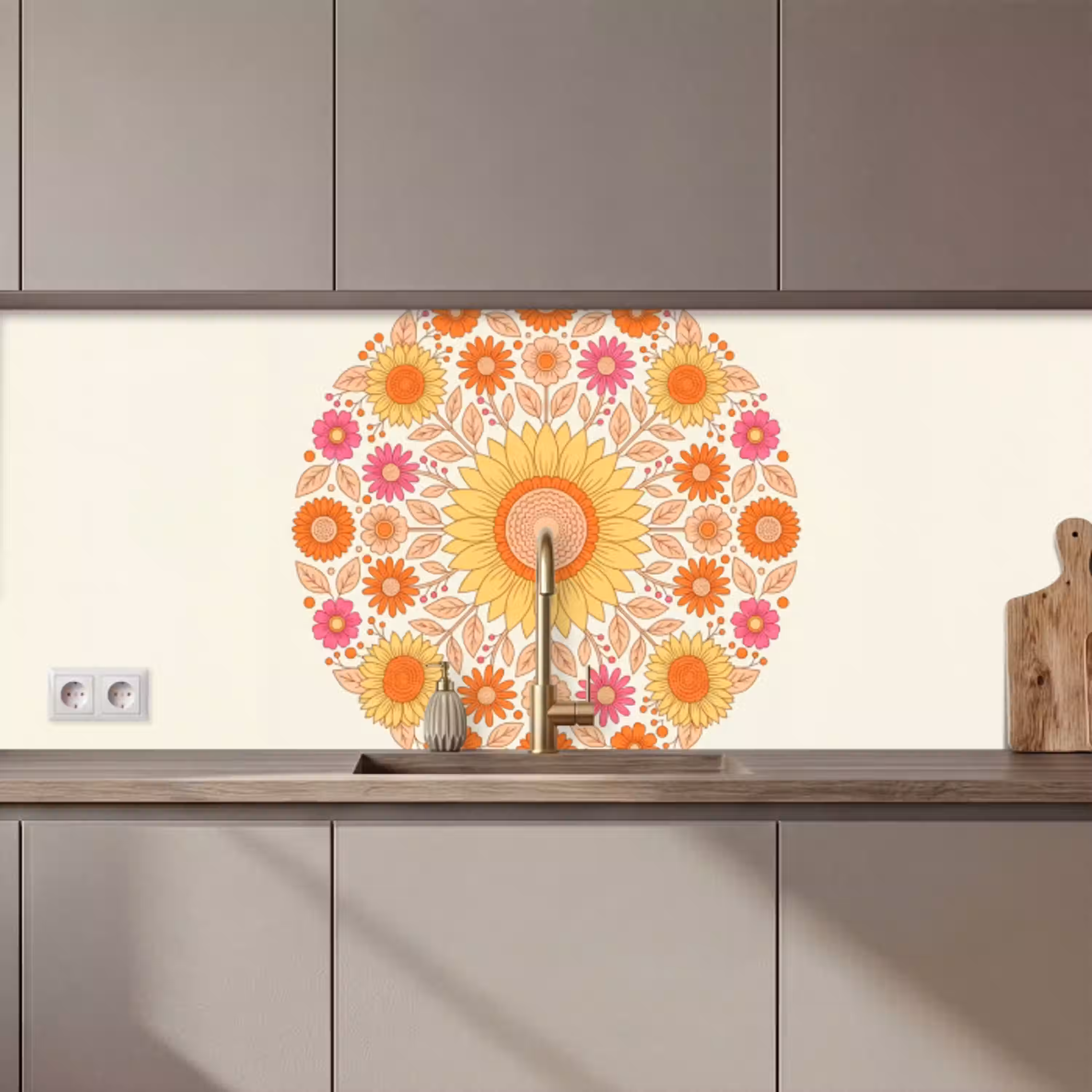 Bloemen - Mandala - Patroon - Kleurrijk keuken achterwand 2 middel zz_3dshopping