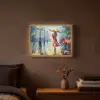 Olieverf - Paraplu - Vrouw - Straat - Kunst Light Box met batterij (Wandlamp) middel -sfeer4