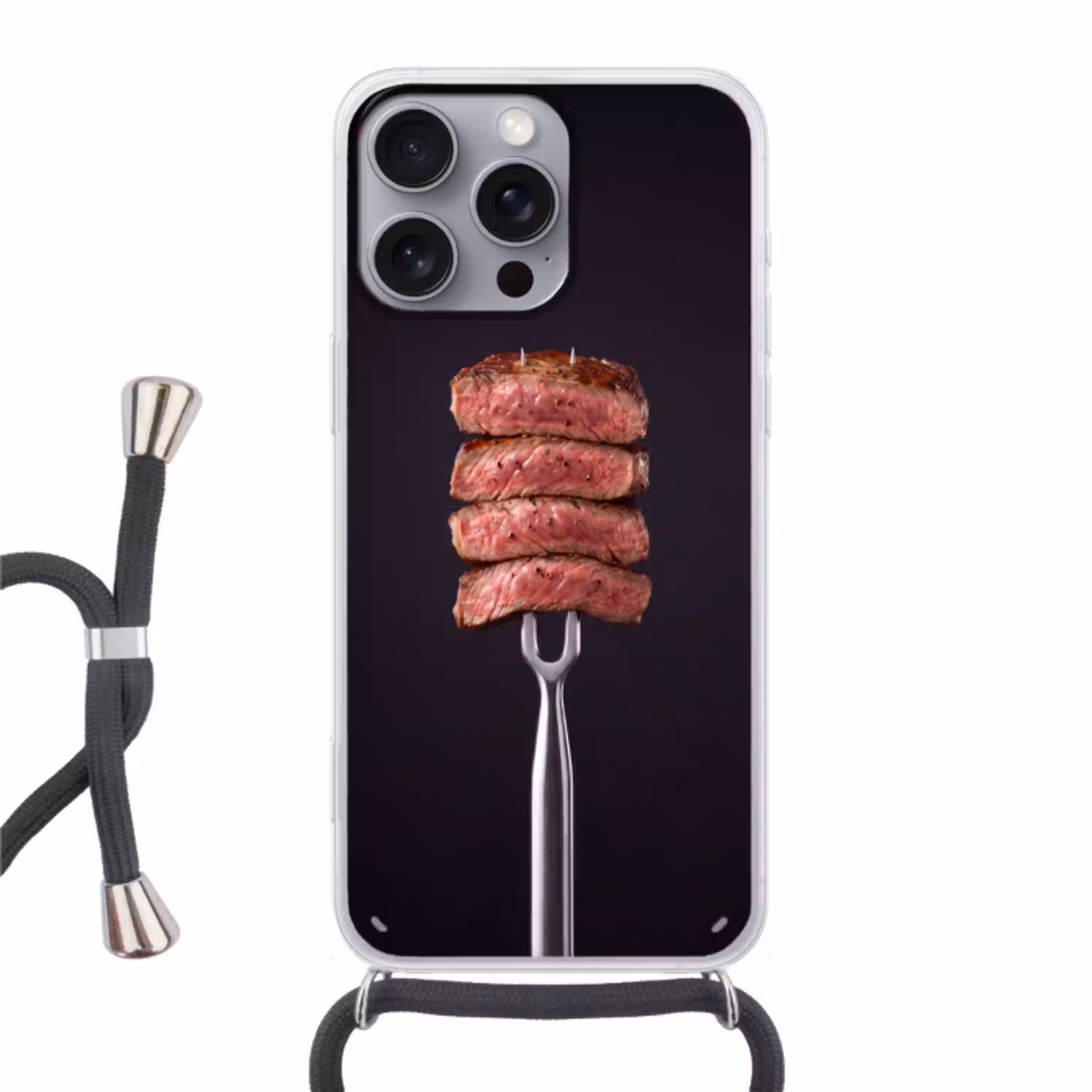 Eten - Rosé - Vork Hoesje iPhone 16 Pro Max met koord klein -3d