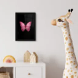 Vlinder - roze - Elegant fotolijst zwart zonder passe partout klein -usfeer4_kinderkamer