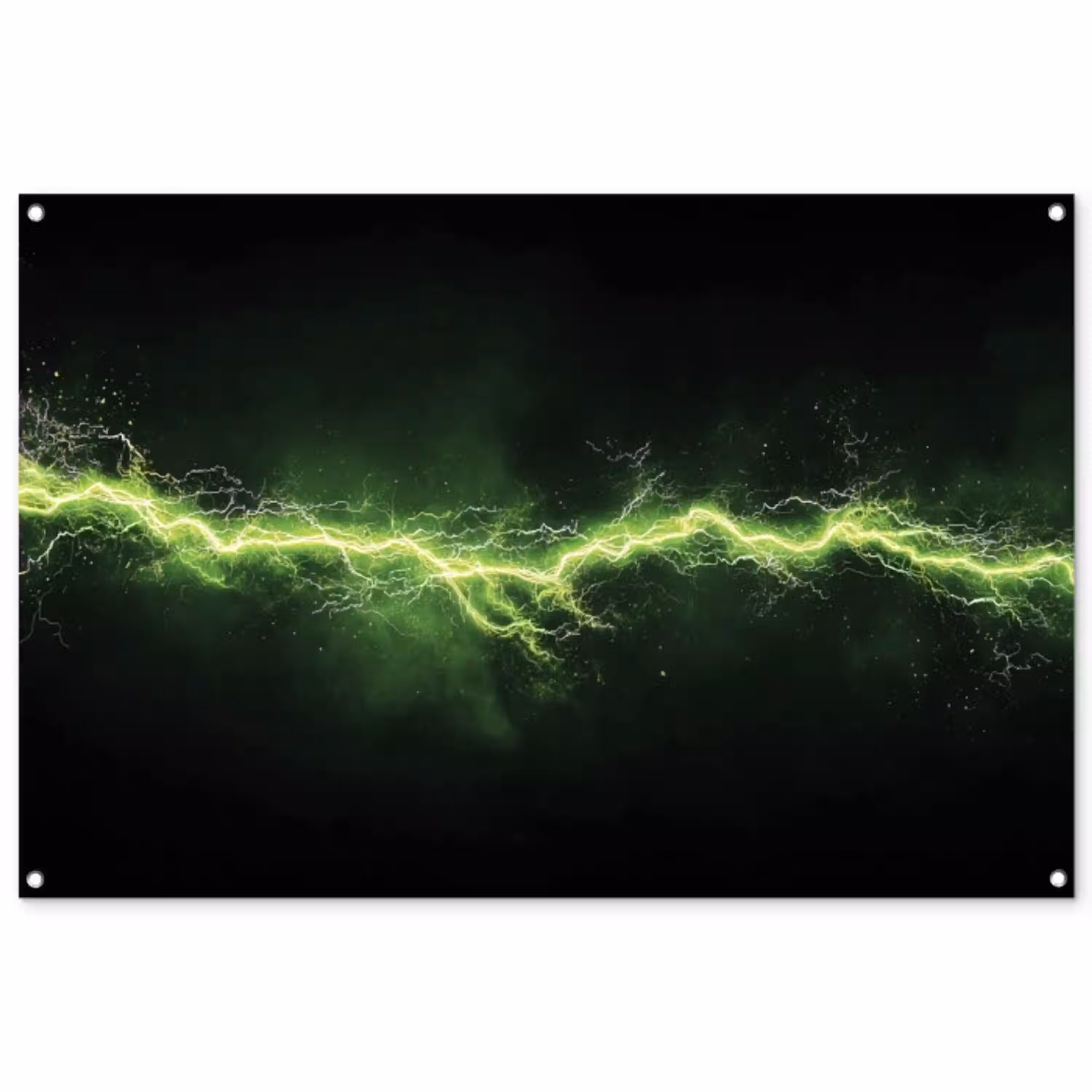 Gaming - Elektriciteit - Lijn - Vonken - Groen tuinposter los doek groot -3d
