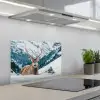 Hert - Landschap - Winter - Natuur - Dieren - Bergen keuken achterwand spatscherm klein -3d_schuin