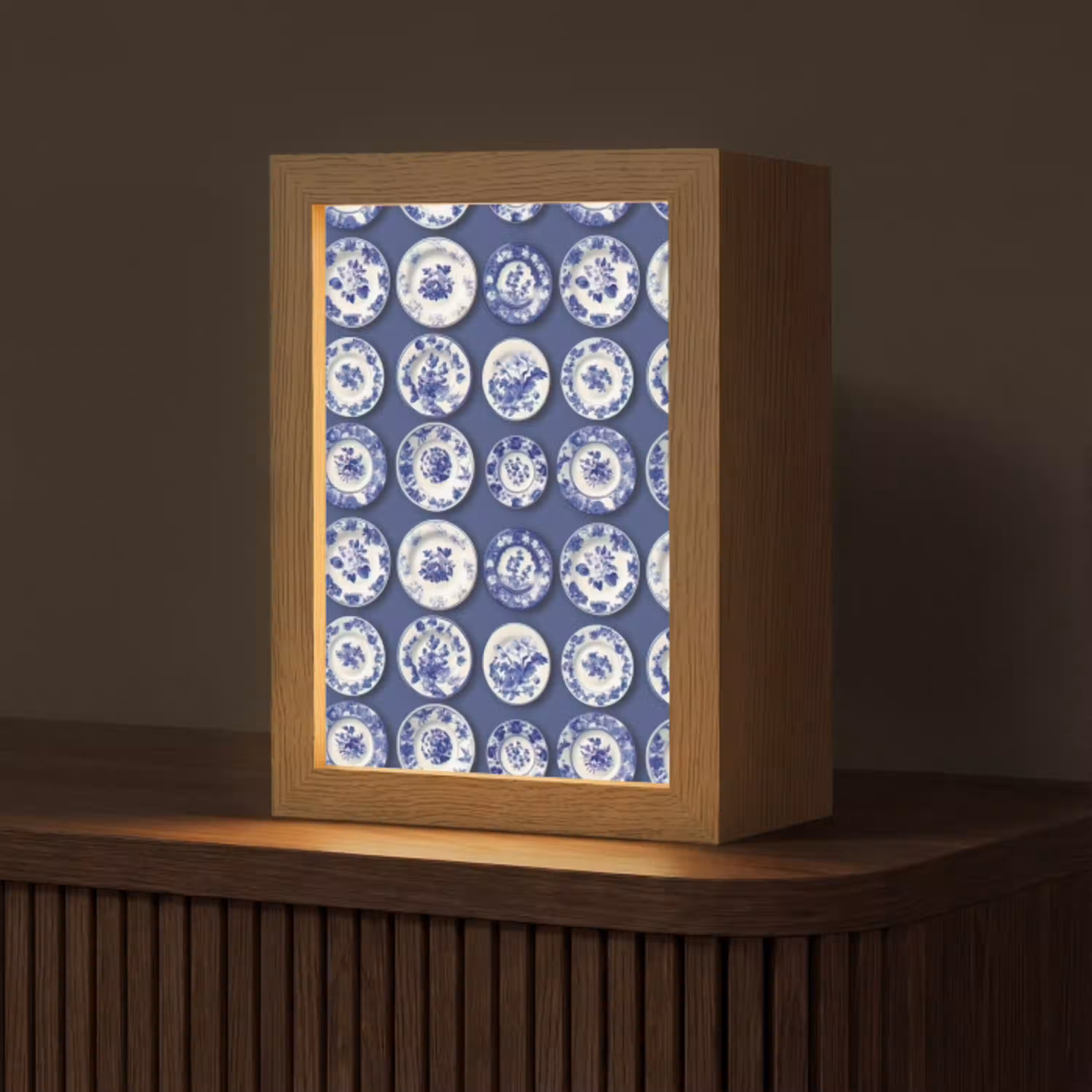 Borden - Floraal - Blauw Light Box met kabel (Tafellamp) klein 925 -z3d_website