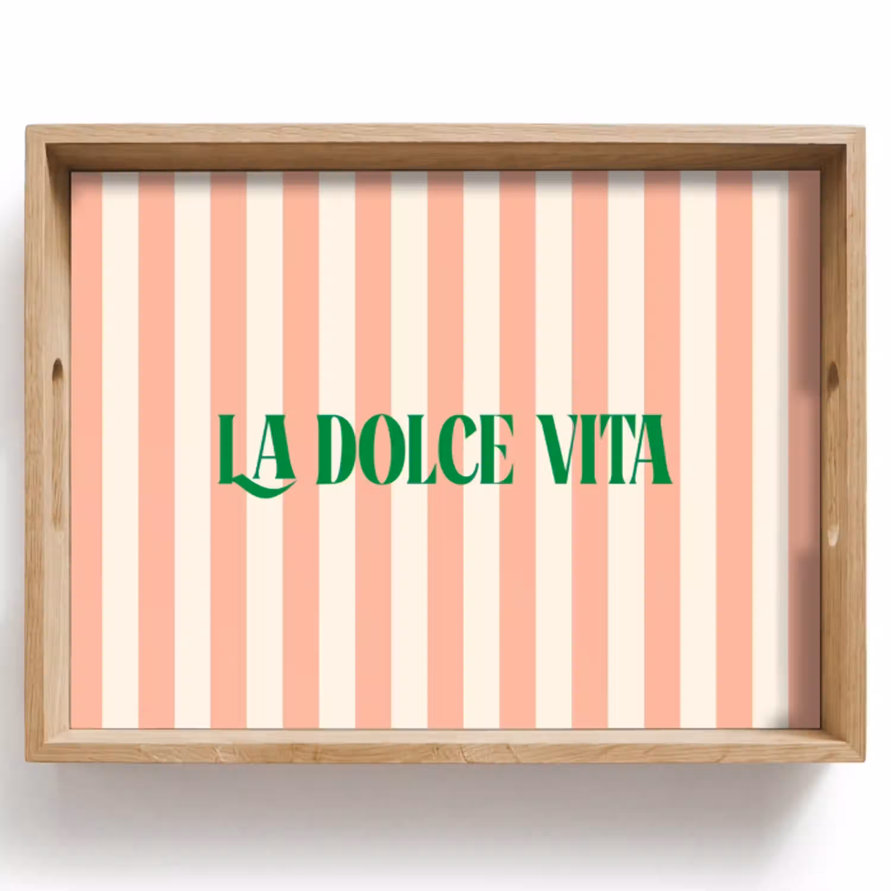 Zachtroze - Groen - Strepen - La Dolce Vita Dienblad Rechthoek middel -z3d_shopping