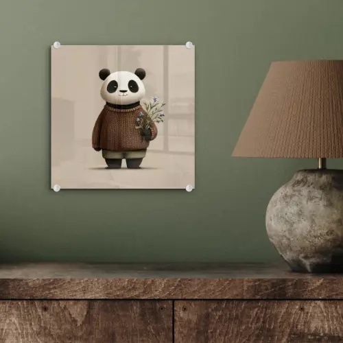 Panda - Blauwe bloemen - Zachtheid plexiglas 5mm klein -sfeer3