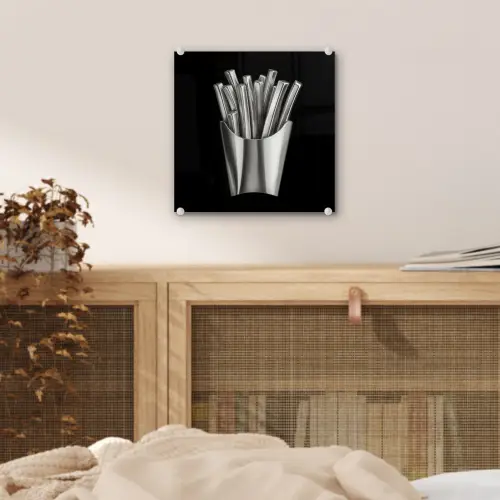 Frietjes - Futuristisch - Zilver plexiglas 5mm klein -sfeer4