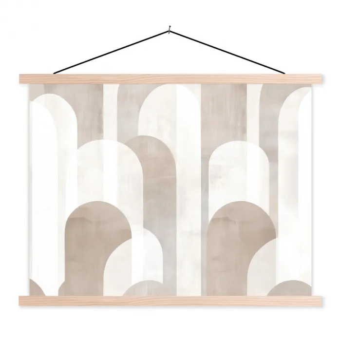 Abstracte bogen - Modern - Beige textielposter latten blank klein -3d
