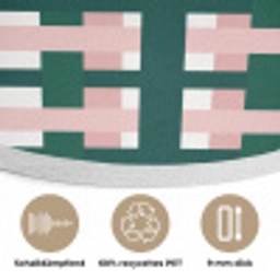 Vlechtpatroon - Groen - Roze - Grafisch Akoestische PET Vilt - Rond klein 838 -closeup_DE